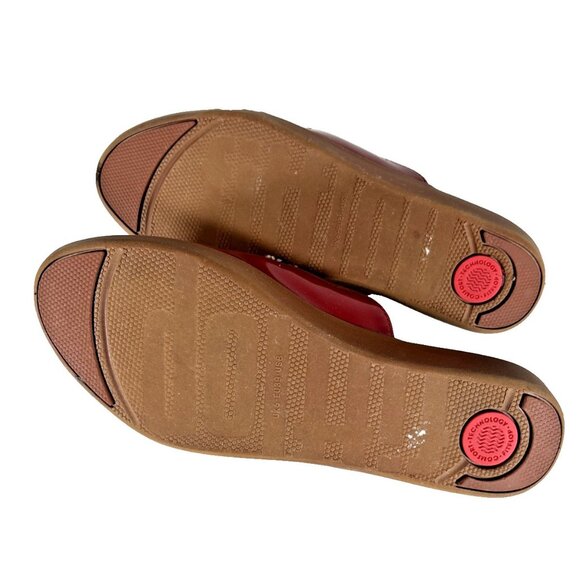 FitFlop Serene Deco Fire Red Patent Leather Embellished Mules Women’s 8 - Picture 12 of 12